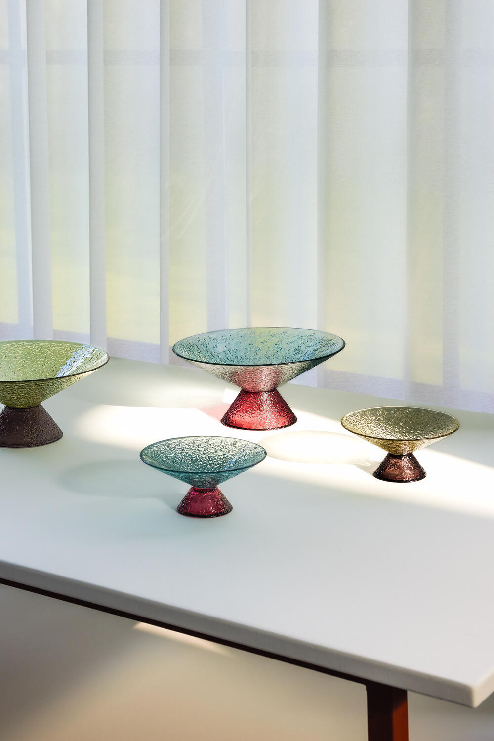 Bonbon glasskål, stor - blå/rød